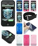 Apple iPhone Premium Silicone Skin Protective Case with Full Screen Protector Film and 15 Adjustable Armband - Available in 5 Color Choices (Compatible with 1st Generation ONLY)