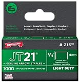 5 Pack Arrow Fastener 215 JT21 5/16" Flat Crown Light Duty Staples 1000 per Package
