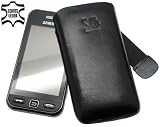 Original Suncase Leder Etui Tasche speziell fuer Samsung GT S5230 Star / S-5230 / Lasche mit Rueckzugfunktion / Schwarz