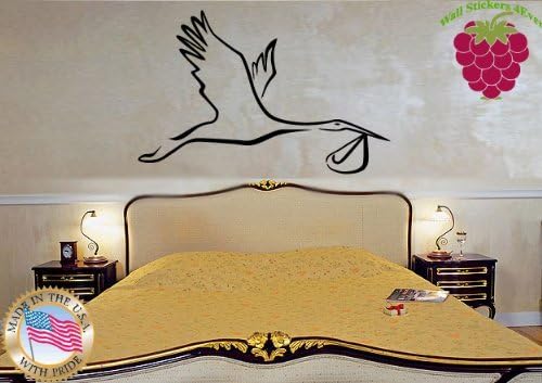ChrisGDodge Wall Sticker Home Decor Bird Stork Carring Baby For Kids Room Ig