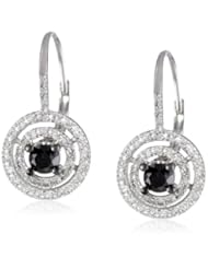 White-Gold Black and White Diamond Round Leverback Earrings (1cttw, G-H Color, I2-I3 Clarity)