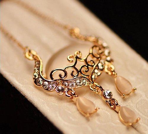 Buyinhouse Retro Vintage Longevity Lock Opal Pendant Short Style Necklace Female Clavicular Chain Necklace Exotic Fashion Accessories