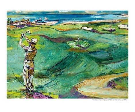 Swing - Golf Painting - Vintage Golfer Sports Giclee Poster Print by Ginette Callaway, 24x20