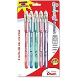 Pentel Sunburst Metallic Gel Pen, Medium Line, Permanent, Assorted Ink, 5 Pack (K908MBP5M)