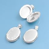 Oval-Shaped Locket Pendant with Engraved Finish on One Side - 21mm Height
