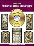 Full-Color Art Nouveau Stained Glass Designs CD-ROM and Book (CD Rom & Book)