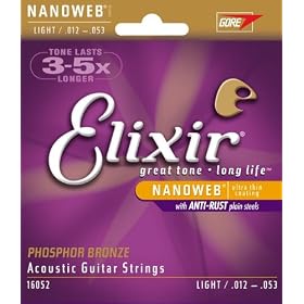 Elixir Nanoweb Light Phosphor Bronze Acoustic Guitar Strings