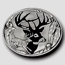 Deer Silhouette Diamondcut Enamel Pewter Buckle