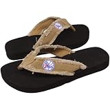 Philadelphia 76ers Unisex Khaki Frayed Flip Flops (Small)