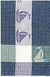 Waffle Weave 100% Cotton Blue Sailboat Dishtowel 18" X 28" Set / 6