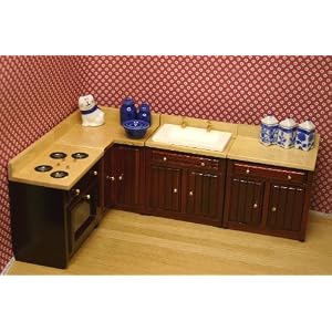 Cherry Modern Kitchen Set - Dollhouse Miniature