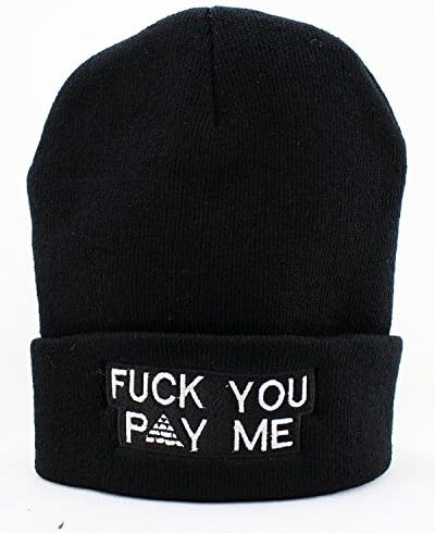 Agovikumoon Custom Fashion Hip-hop Beanie (Fuck you pay me (Black))