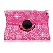 Cellularvilla Case for Apple iPad Mini 1 (2012) 7.9â€â€ and Mini 2 (2013 Edition) 7.9â€â€ Retina Display 360 Degree Rotating Pink Glitter Pu Leather Flip Folio Stand Cover with Auto Wake/Sleep Feature