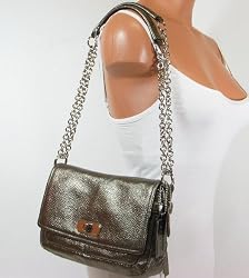 Coach Chelsea Leather Flap Shoulder Handbag Purse Bag 17808 Gunmetal
