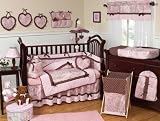 JoJo Designs 9-Piece Baby Crib Bedding Set - Pink and Brown French Toile and Polka Dot