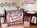 JoJo Designs 9-Piece Baby Crib Bedding Set - Pink and Brown French Toile and Polka Dot