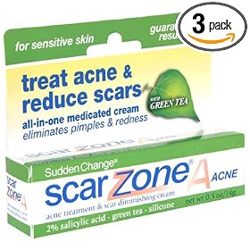 Sudden Change Scar ZoneA Acne Treatment & Scar Diminishing Cream, for Sensitive Skin, 0.5-Ounce Tubes, (Pack of 3)