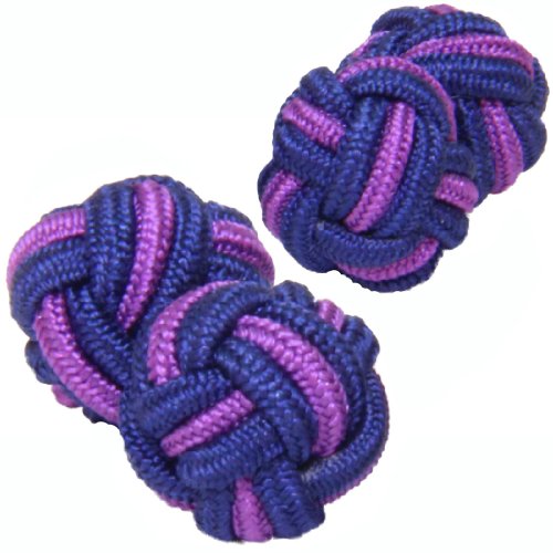 Dark Blue & Purple Silk Knot Cufflinks - Cuffs & Co