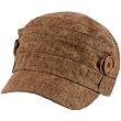 Summer Linen Military Castro Cadet Button Cap Hat Brown