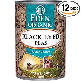 Eden Organic Black Eyed Peas, No Salt Added, 15-Ounce Cans (Pack of 12)