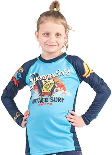 Fusion Fight Gear Sponge Bob Vintage Surf Kids Rash Guard Compression Shirt - Long Sleeve (S)