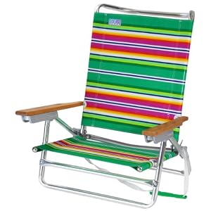 RIO Color Striped 5 Position Beach Chair by 
