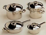 9pc Concord Stainless Steel Cookware Set w Thermometer knobs