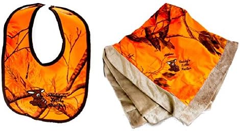 Realtree Blaze Baby Blanket & Bib 2PC Gift Set, Custom Daddy's Little Hunter Deer