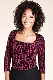 Cowl Neck Abstract Print Stretch Top