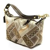 AUTHENTIC COACH KHAKI SIGNATURE PATCHWORK SMALL TOP HANDLE POUCH 41704