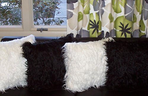 White Mongolian Faux Fur 20 x 20 Throw Pillows - (2 in a Set - Pillow Inserts Included) Free Shipping
