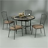 Pastel Furniture AT 110 SC-768 / AT 510-SC 877 Atrium Tumbled Marble Dining Set in Smoke Copper
