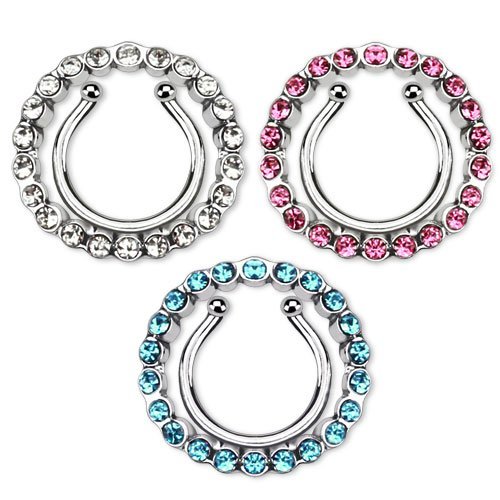 Nipple Rings non pierce pair Clip On Nipple Ring with Multi Paved Gem Cicle