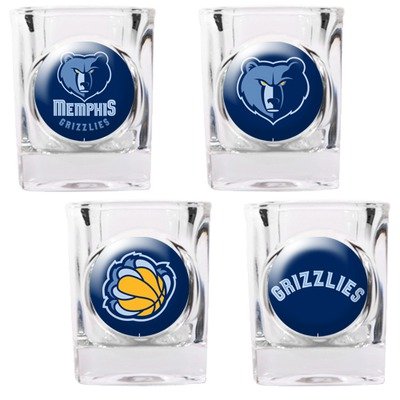 NBA Memphis Grizzlies Four Piece Square Shot Glass Set (Individual Logos)