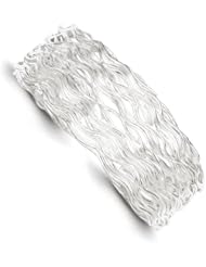 Sterling Silver Wavy Wire Cuff Bangle Bracelet