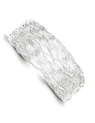 Sterling Silver Wavy Wire Cuff Bangle Bracelet