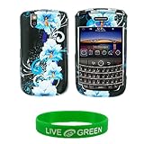 Blue Flower Design Snap On Hard Case for RIM BlackBerry Tour 9630 Phone, Ve ....