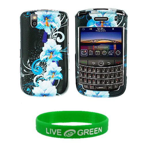 Blue Flower Design Snap On Hard Case for RIM BlackBerry Tour 9630 Phone, Verizon Wireless