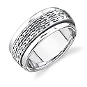 Sterling Silver Luxurious Braided Spinner Prayer Thumb Unisex Ring in Size 9