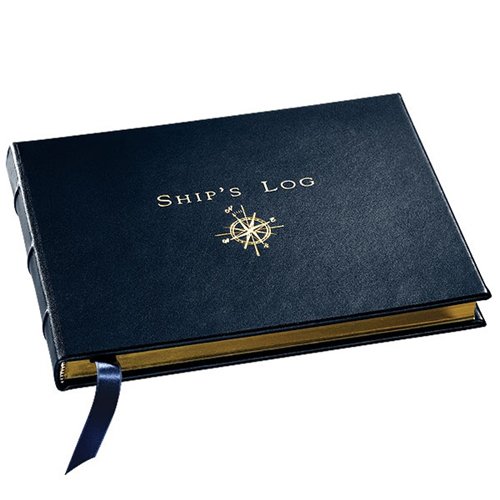 Genuine Leather Ship's Log / Journal, Navy