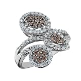 White and Champagne Diamond Ring 1/2 Carat (ctw) in 14K White Gold