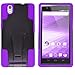 E-Time (TM) ZTE ZMAX Z970 Dual layered Heavy Duty Silicone Skin Hybrid Armor Case With Kickstand (Free Stylus Pen Included) (black/purple)
