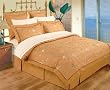 10 Piece King / Cal King Gold / Lt. Brown 100% Cotton High Quality Emboridery Duvet Cover Bedskirt and Sheets Set