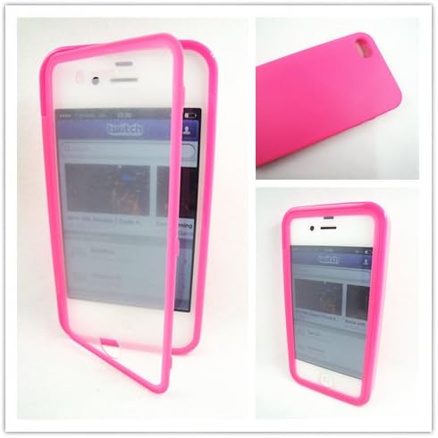 Thousand Eight(TM)Combo Gift Package For IPHONE 4/4S Wrap Up TPU Gel Skin Case Phone Cover With Built-In Screen Protector + [Touch Screen Stylus] (pink)