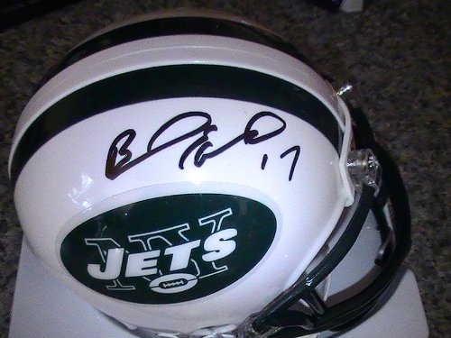 BRAYLON EDWARDS SIGNED AUTOGRAPHED NEW YORK JETS MINI HELMET COA + HOLOGRAM