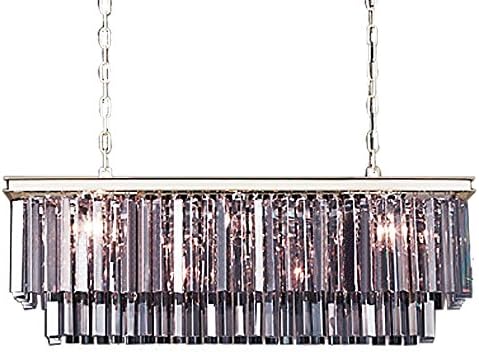 Odeon 12 LightSilver Shade Glass Fringe Rectangular Chandelier Light Fixture in Polished Nickel Finish - Restoration Revolution 700134-006