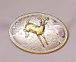 DEER RUNNING STERLING SILVER/GOLD PLATED  BELT BUCKLE