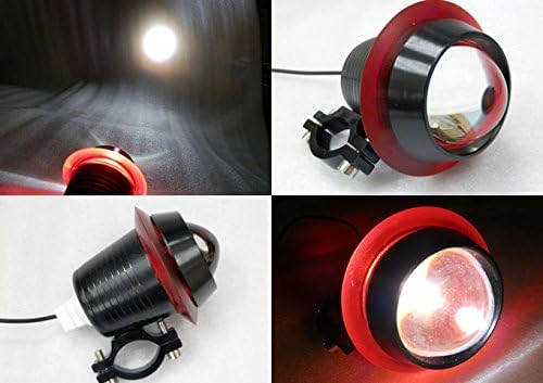 20W CREE U2 Red LED Spot Work Driving Fog Light Motorcycle ATV Dirt Bike Boat Fog Light w/ Red Angle Eye For Harley BMW