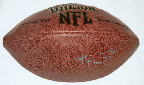 Kamerion Wimbley Autographed NFL Football W/PROOF, Picture of Kamerion Signing For Us, Oakland Raiders, Forida State Seminoles, Cleveland Browns