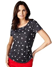 Per Una Spot & Bird Print Ruched Top